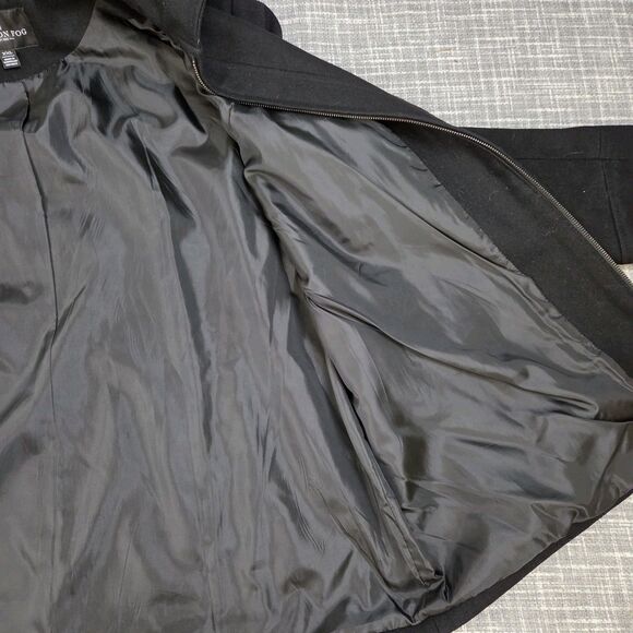 London Fog Hooded Stadium Jacket Wool Blend Women's XXL Lined Black Full Zip - Picture 12 of 14